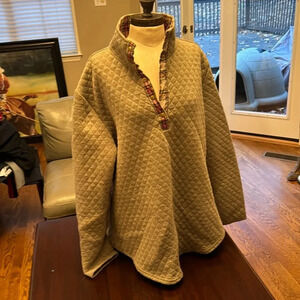 Prissy Jane tan quilted with plaid detailing XXL sweatshirt